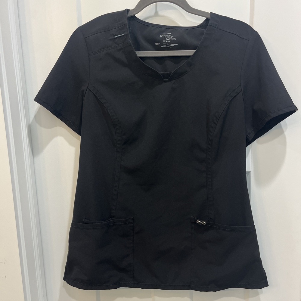 Cherokee Infinity Medical Scrub Top Women's Size M Top Black 3 Pockets